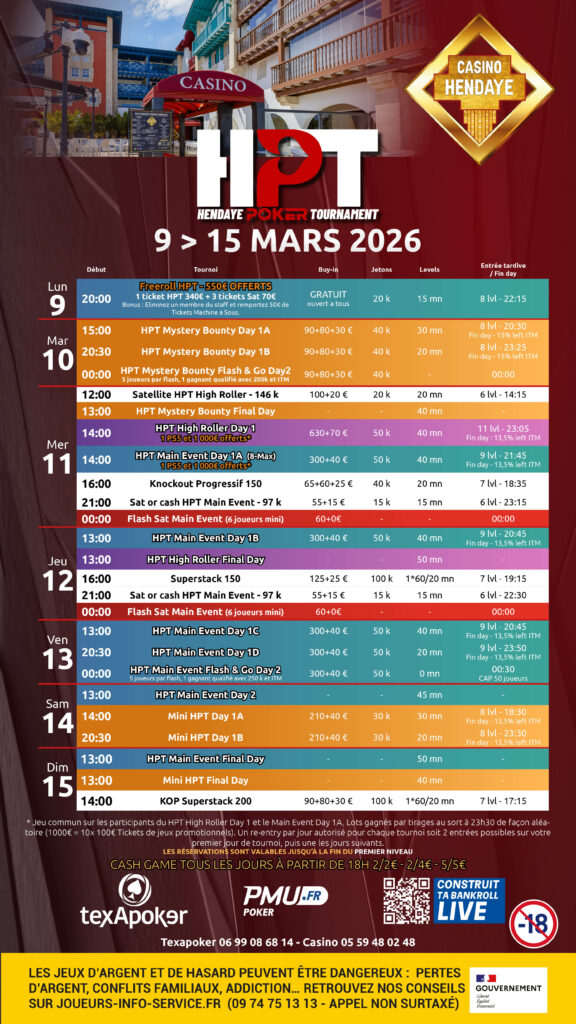 Place à un festival de Poker mémorable du 9 au 15 mars !